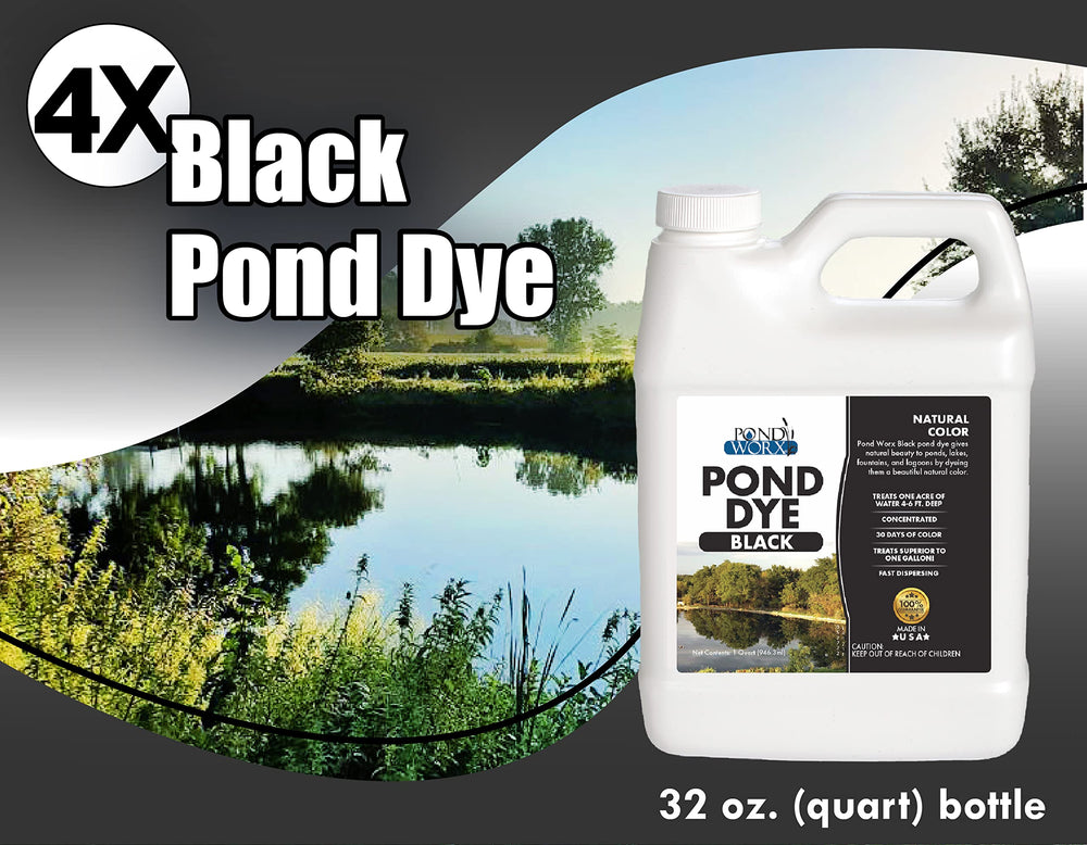 Pond Worx comparison of pond before and after dye application showing improved appearance