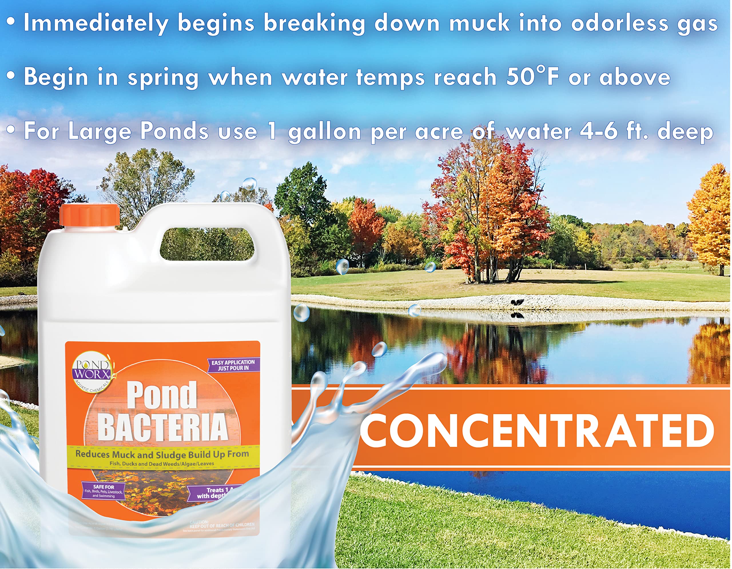 Close-up of PondWorx liquid texture demonstrating concentrated formula