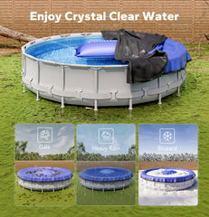 POOLHACKER pillow centered under cover in pool reducing wall pressure