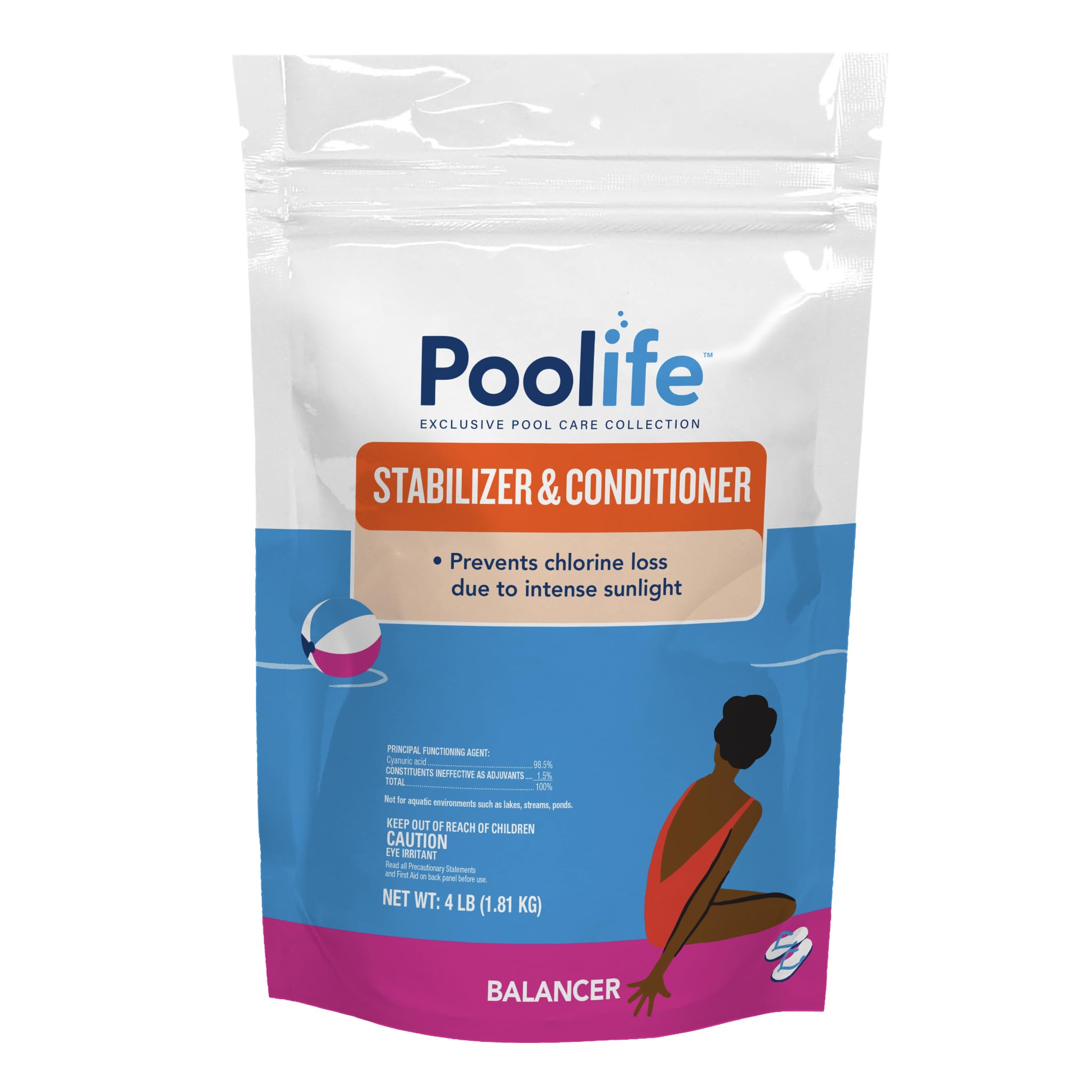 POOLIFE front packaging showing 4 lb bag and clear product branding benefit visibility