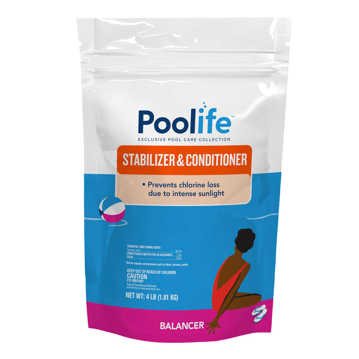 POOLIFE front packaging showing 4 lb bag and clear product branding benefit visibility