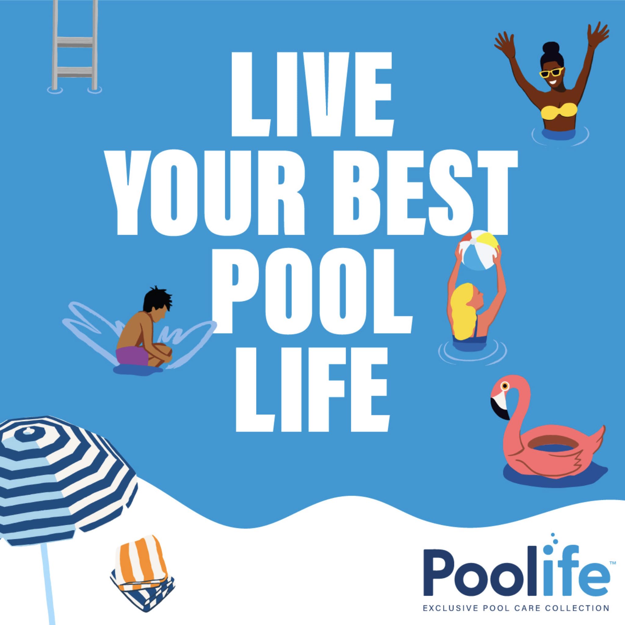 POOLIFE lifestyle backyard pool image showing stabilized water and reduced chlorine loss