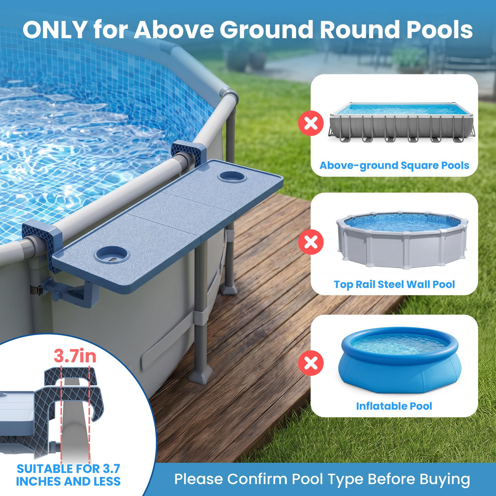 POOLJOYO top view of 40.5-inch tabletop holding snacks and devices securely