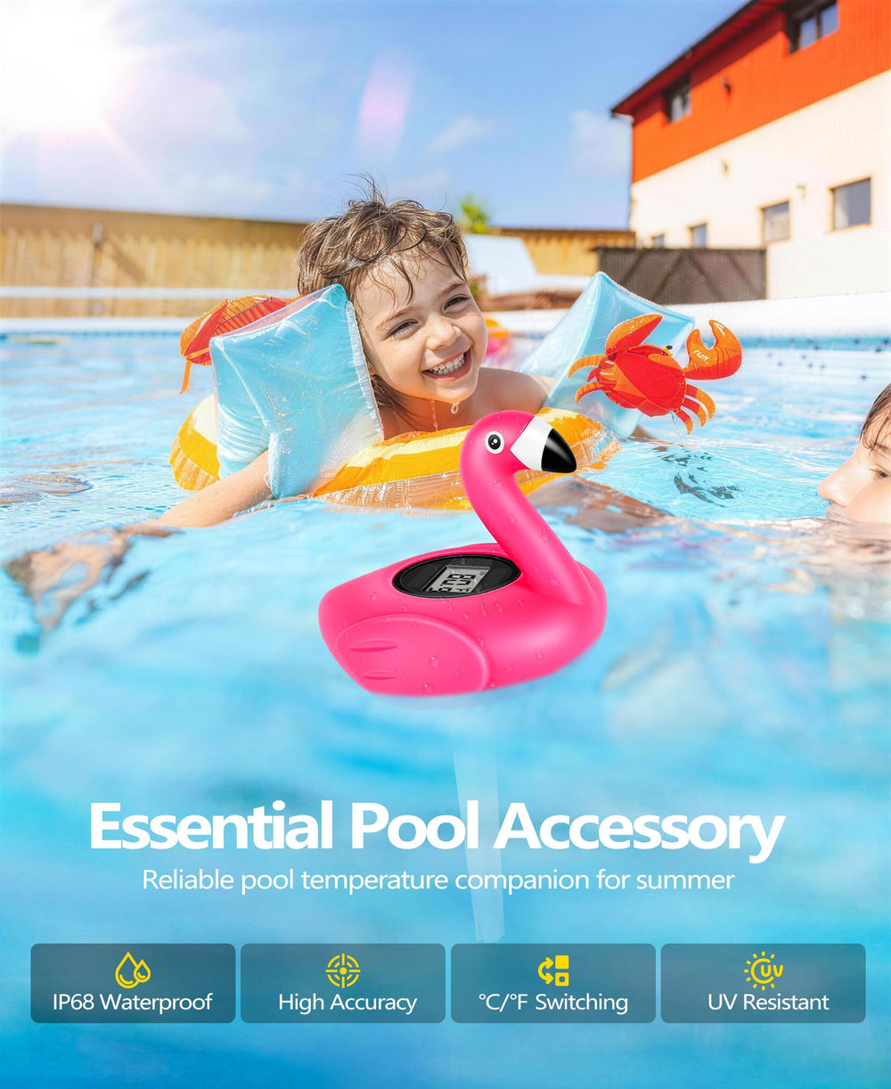 PoolLeader flamingo floating in a pool adding decorative charm and function