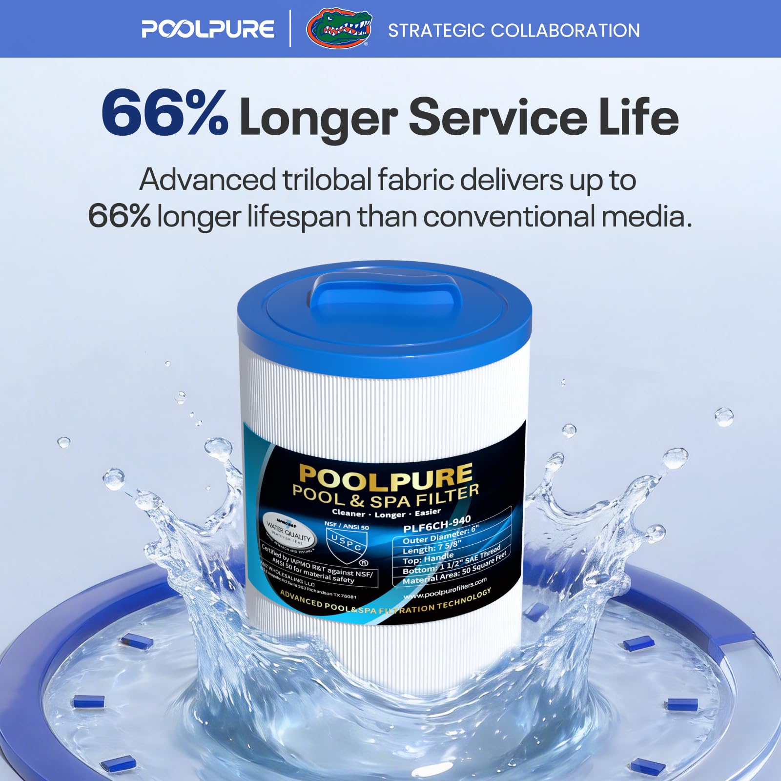 POOLPURE cartridge installed in spa filter housing demonstrating fit