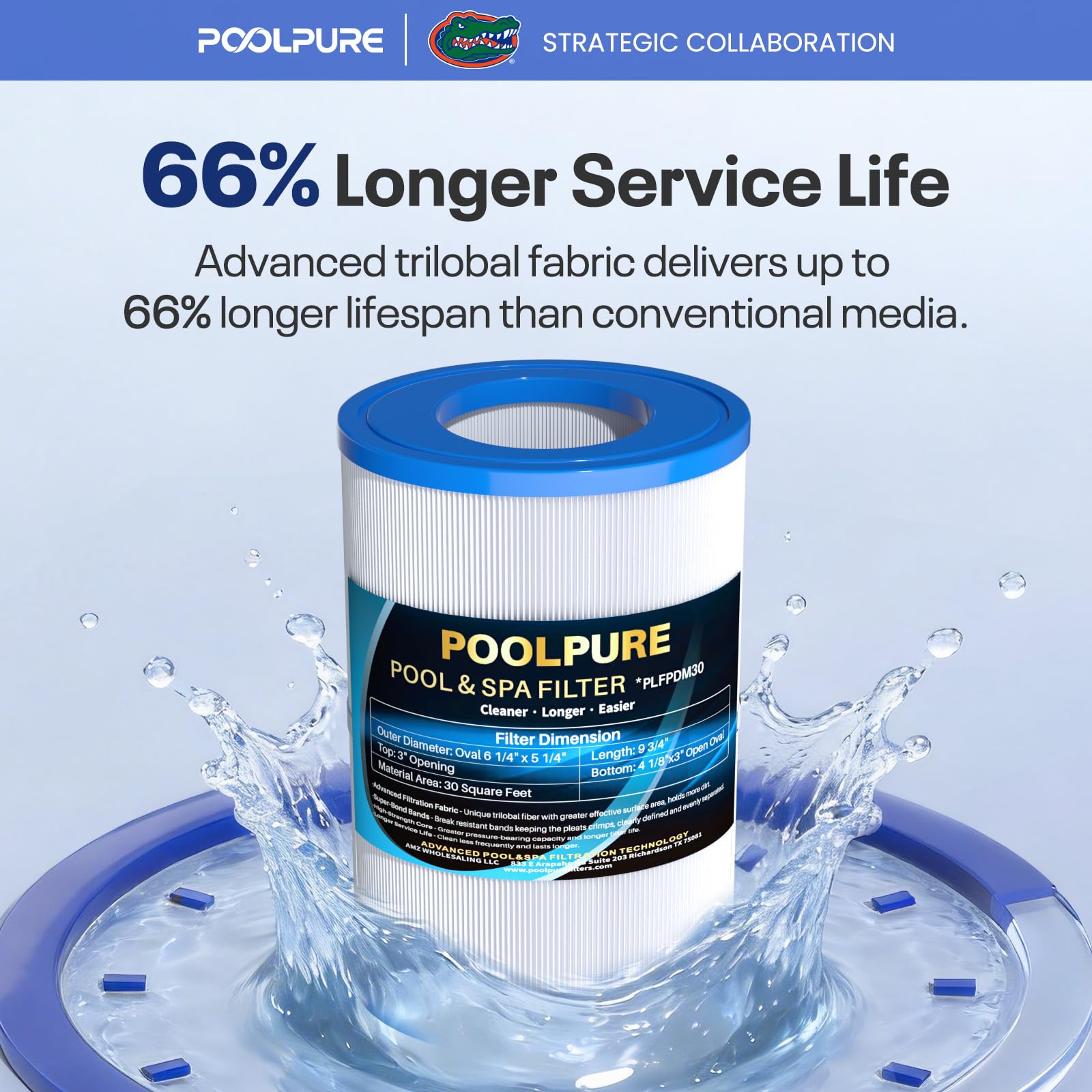 POOLPURE PDM30 being rinsed under a hose showing easy-clean maintenance benefit