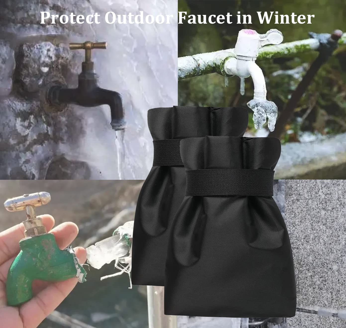 POROLIR on outdoor faucet in garden protecting valve year-round