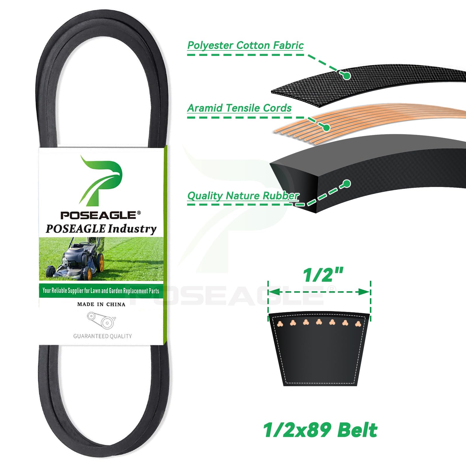 POSEAGLE belt routing diagram placed on tractor showing correct installation guidance