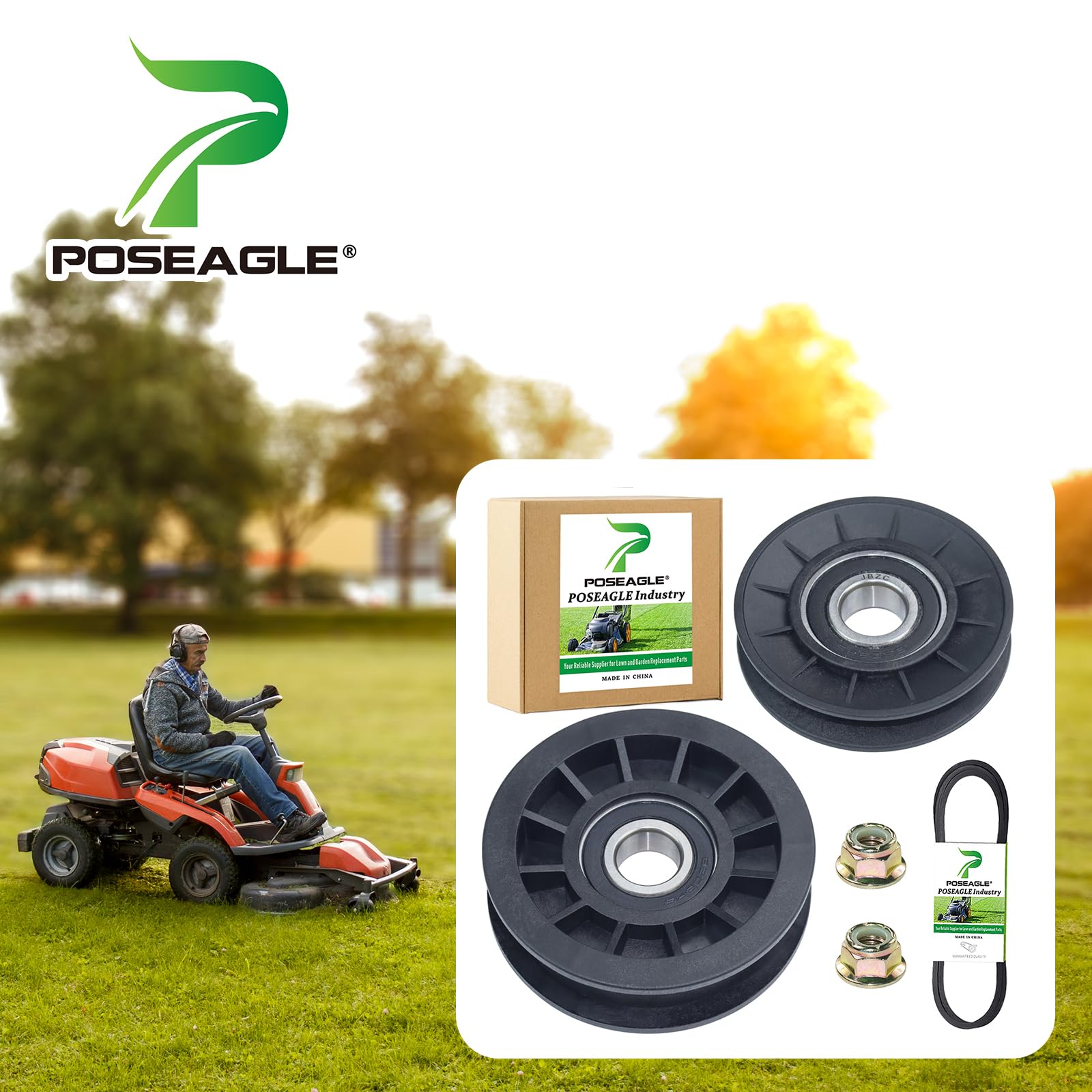 POSEAGLE GX20287 flat idler pulley front view highlighting solid mounting for alignment
