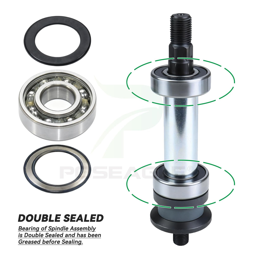 POSEAGLE spindle installed on mower deck demonstrating correct fit and restored performance