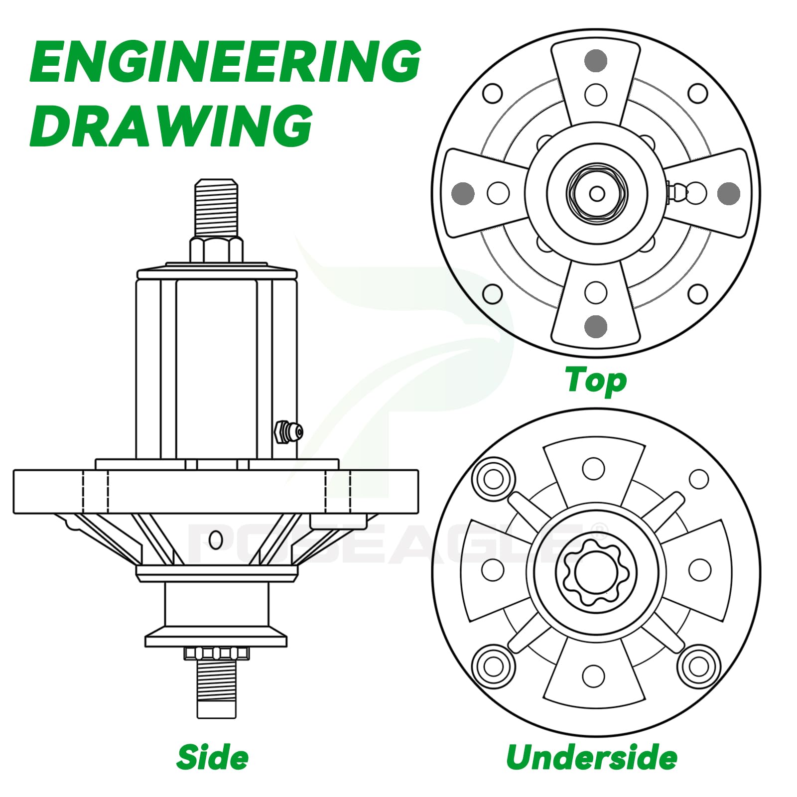 POSEAGLE two-spindle pack laid out with included components for easy replacement