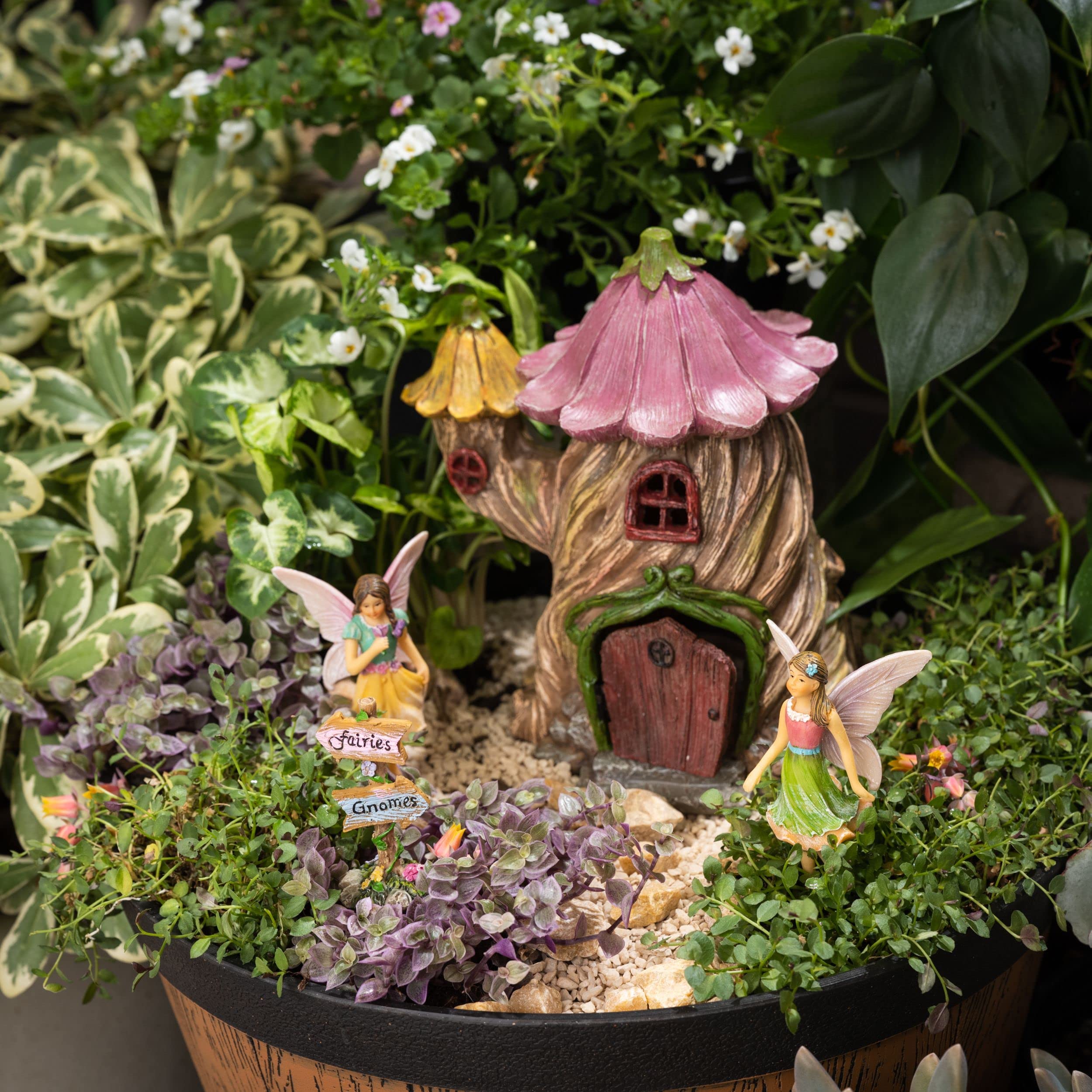 PRETMANNS fairy house nestled in a succulent planter adding whimsical focal point