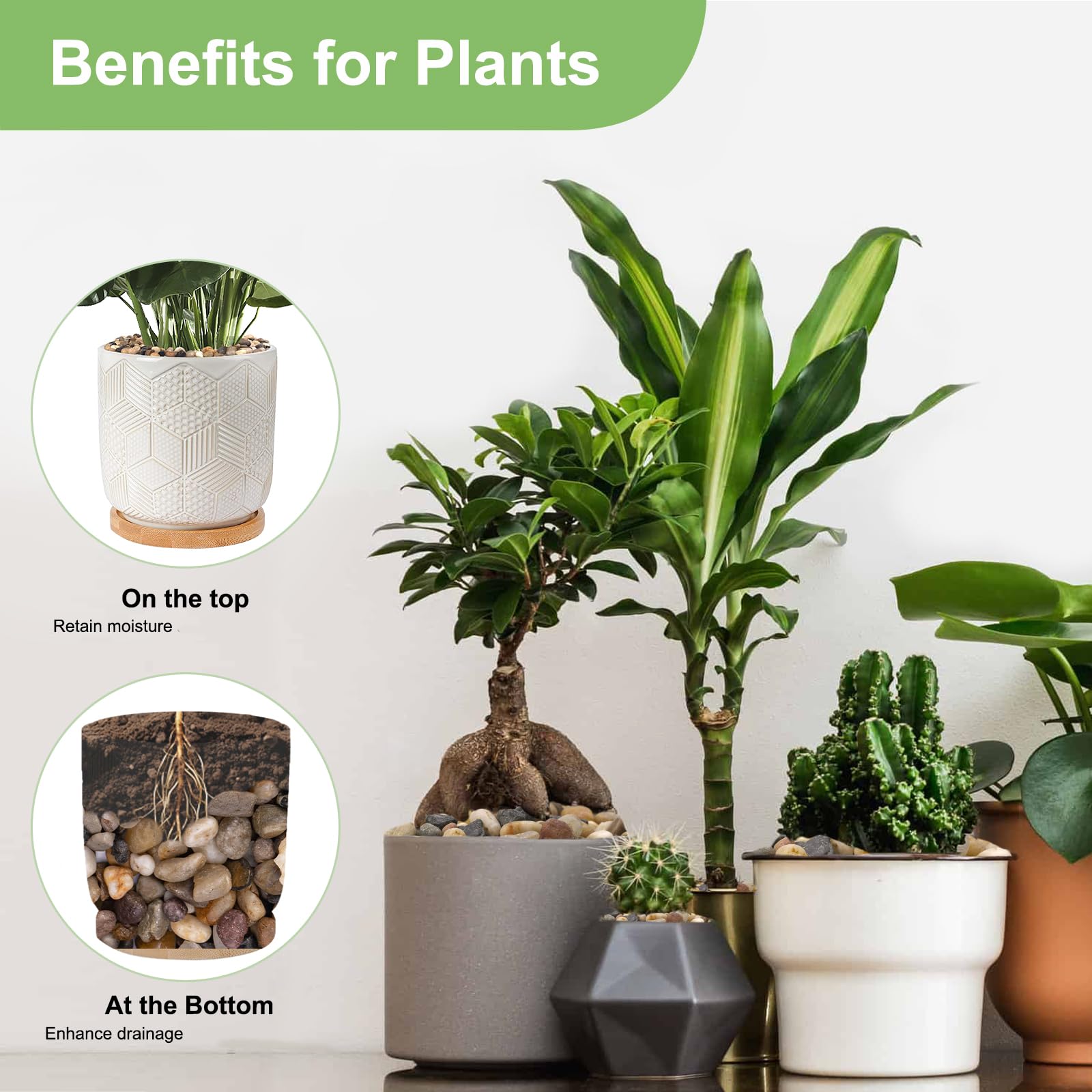 Pulovin in pot drainage layer illustrating improved water flow and root protection