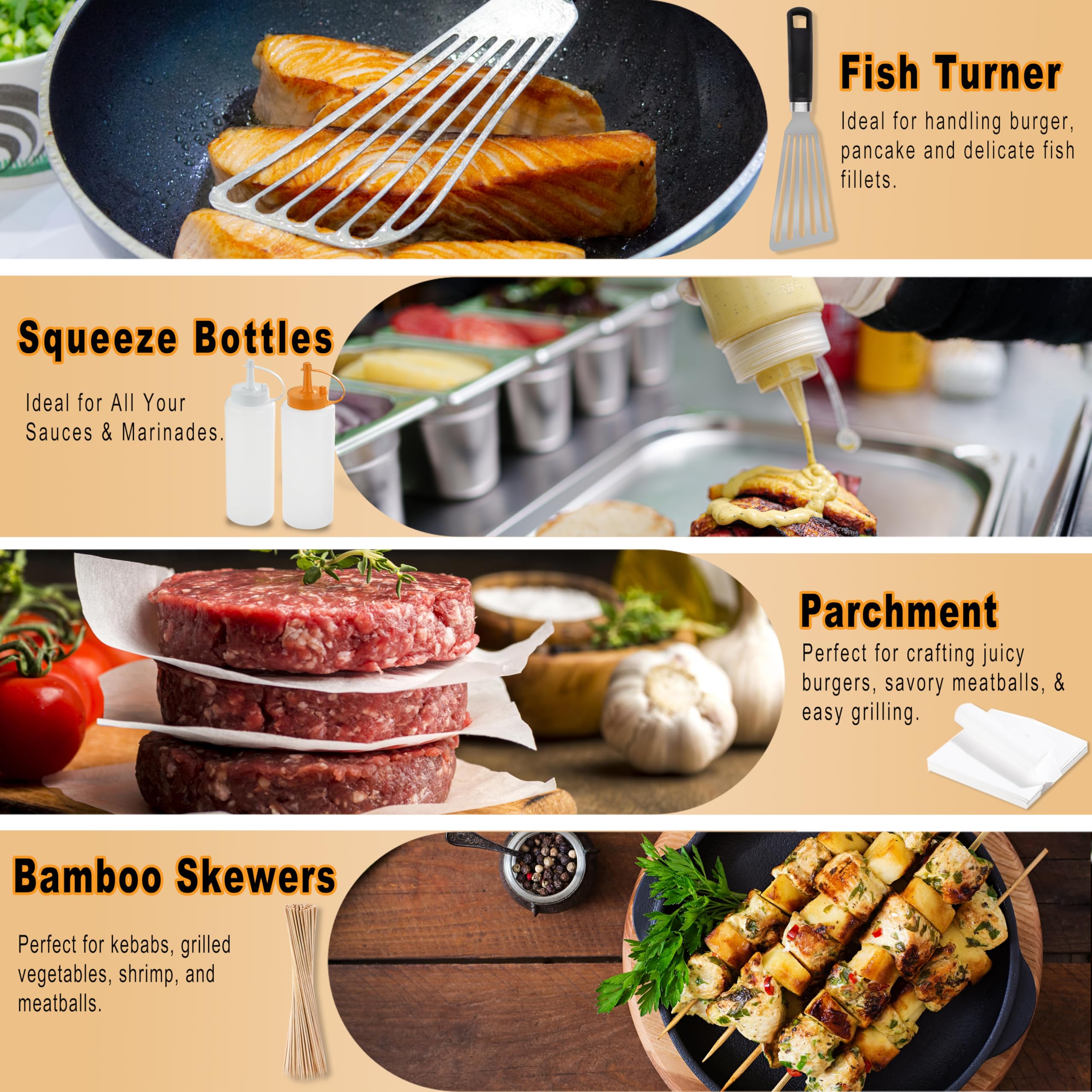purechef tools in use on a flat-top grill demonstrating precise control