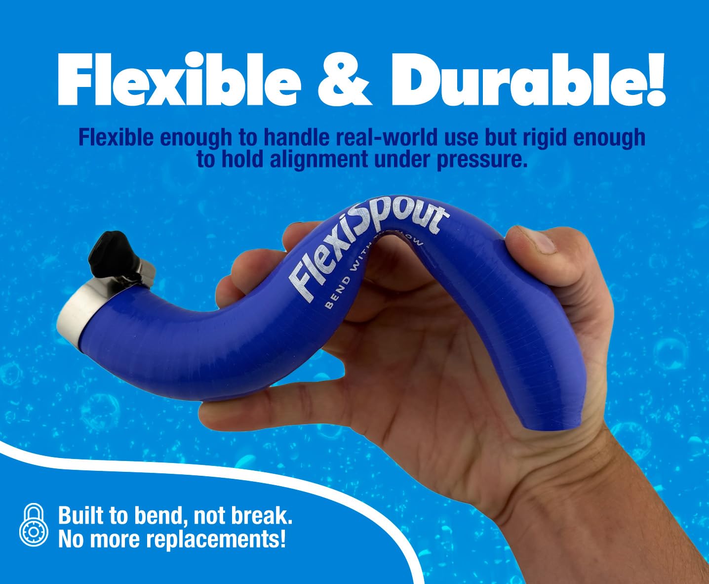 Push Industries FlexiSpout close-up of threads showing secure fit and leak prevention