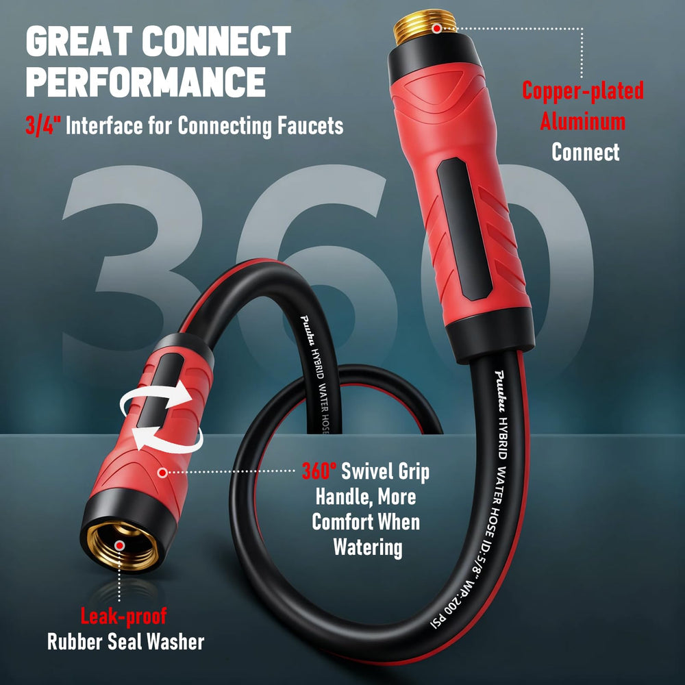 PUUKU 360° swivel handle detail preventing hose twisting for easier use