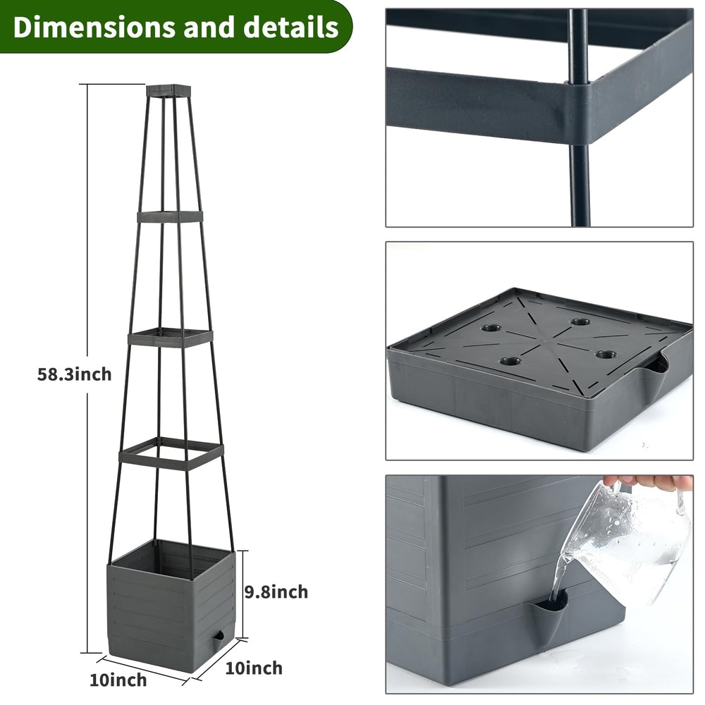 Qaobo trellis rods extended to taller height demonstrating sturdy vine support