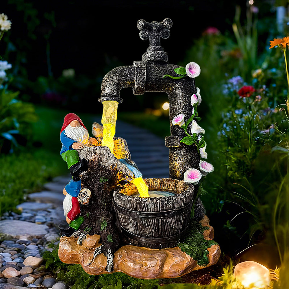 QCF gnome front view showing whimsical design and outdoor charm