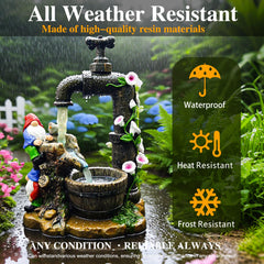 QCF gnome glowing LED water stream providing soft night lighting