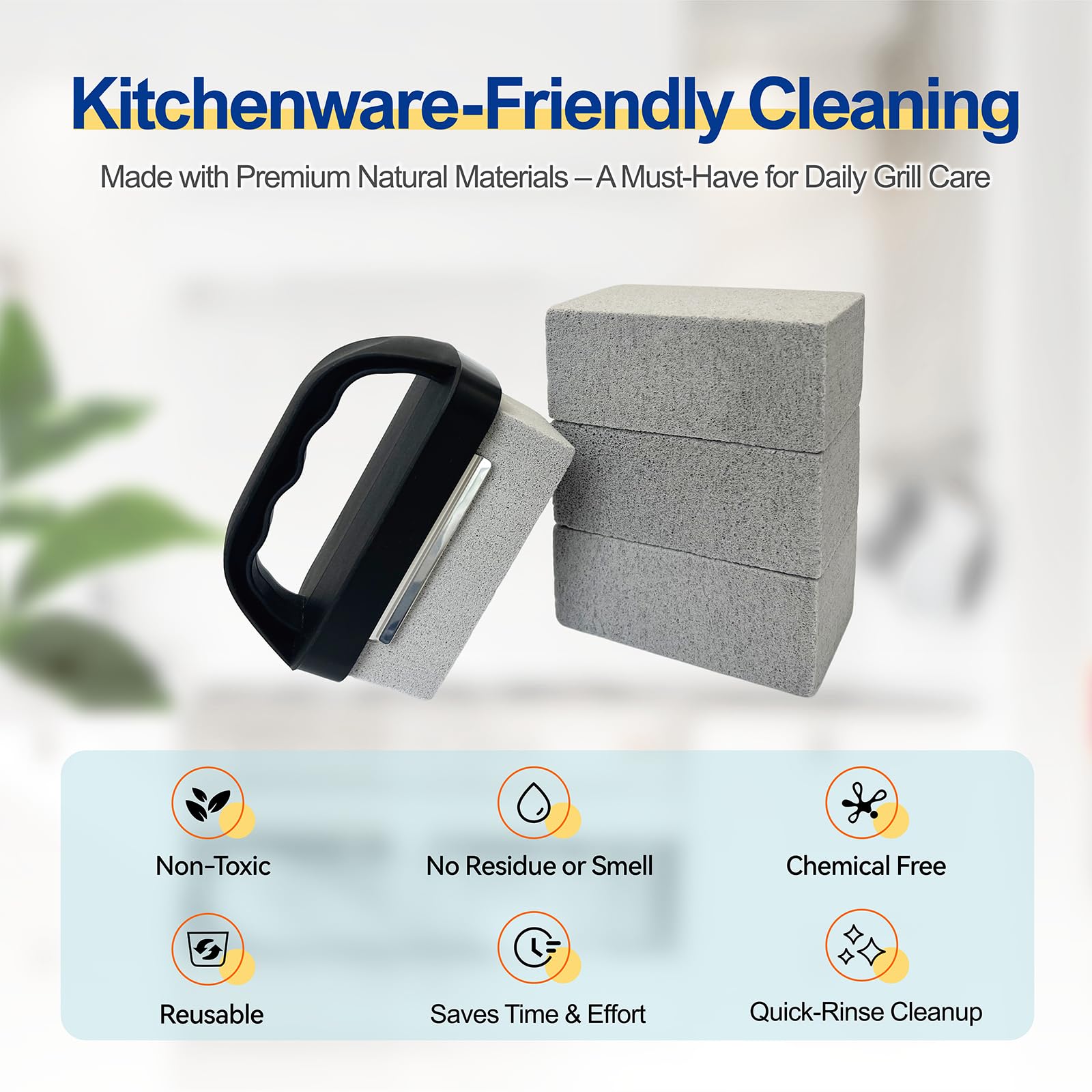 Qeykizy stone held in hand for scale illustrating compact reusable cleaning tool