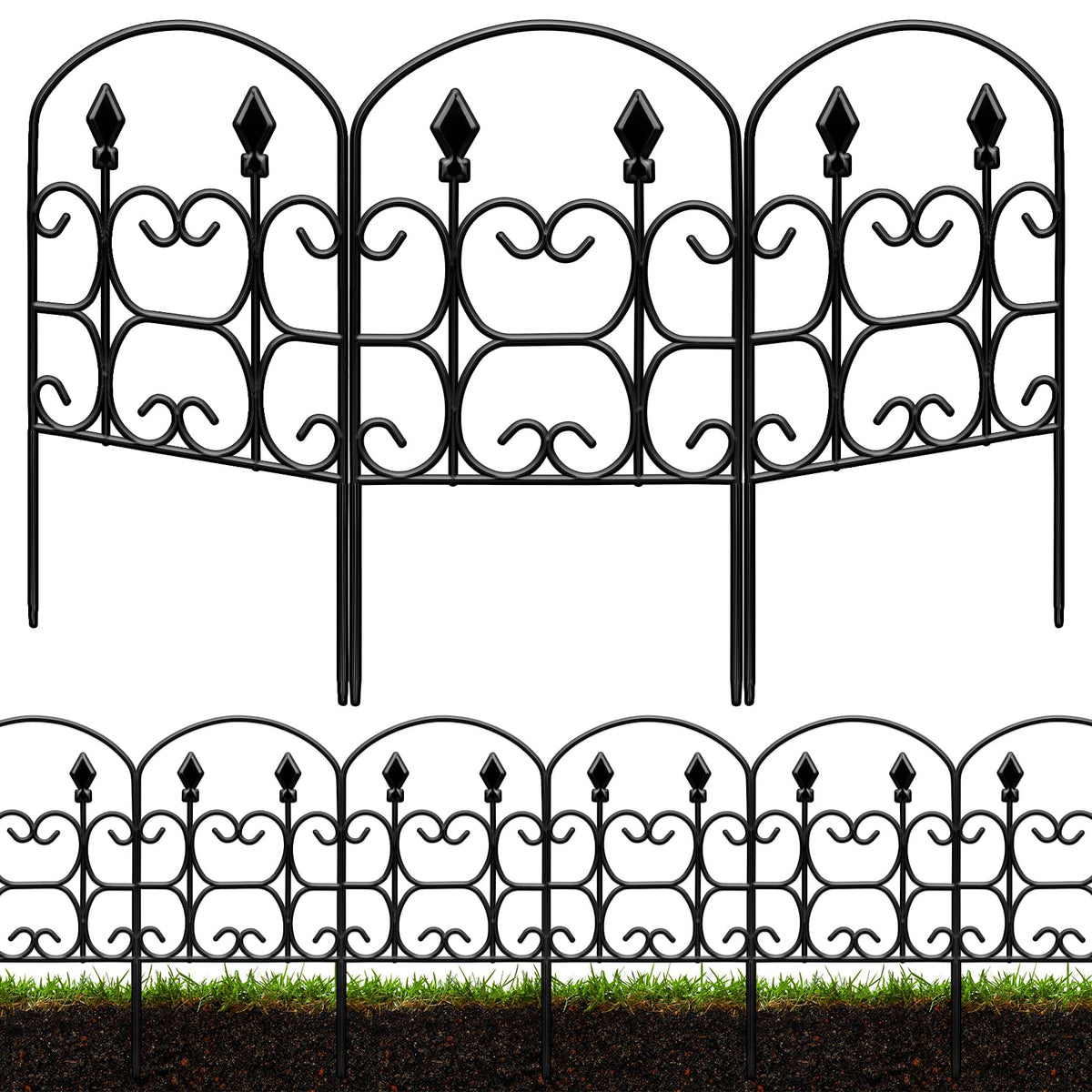 QIAOKAIYAN front view of decorative fence showing elegant arch and plant protection
