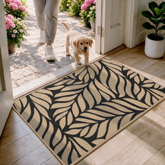 QiCaiJia front view brown door mat showing full design and neat edges