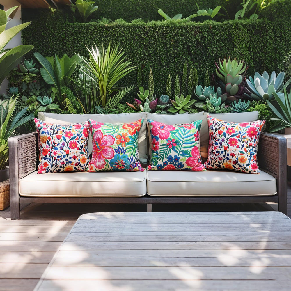QoBexim flipped pillow showing double-sided tropical floral print versatility