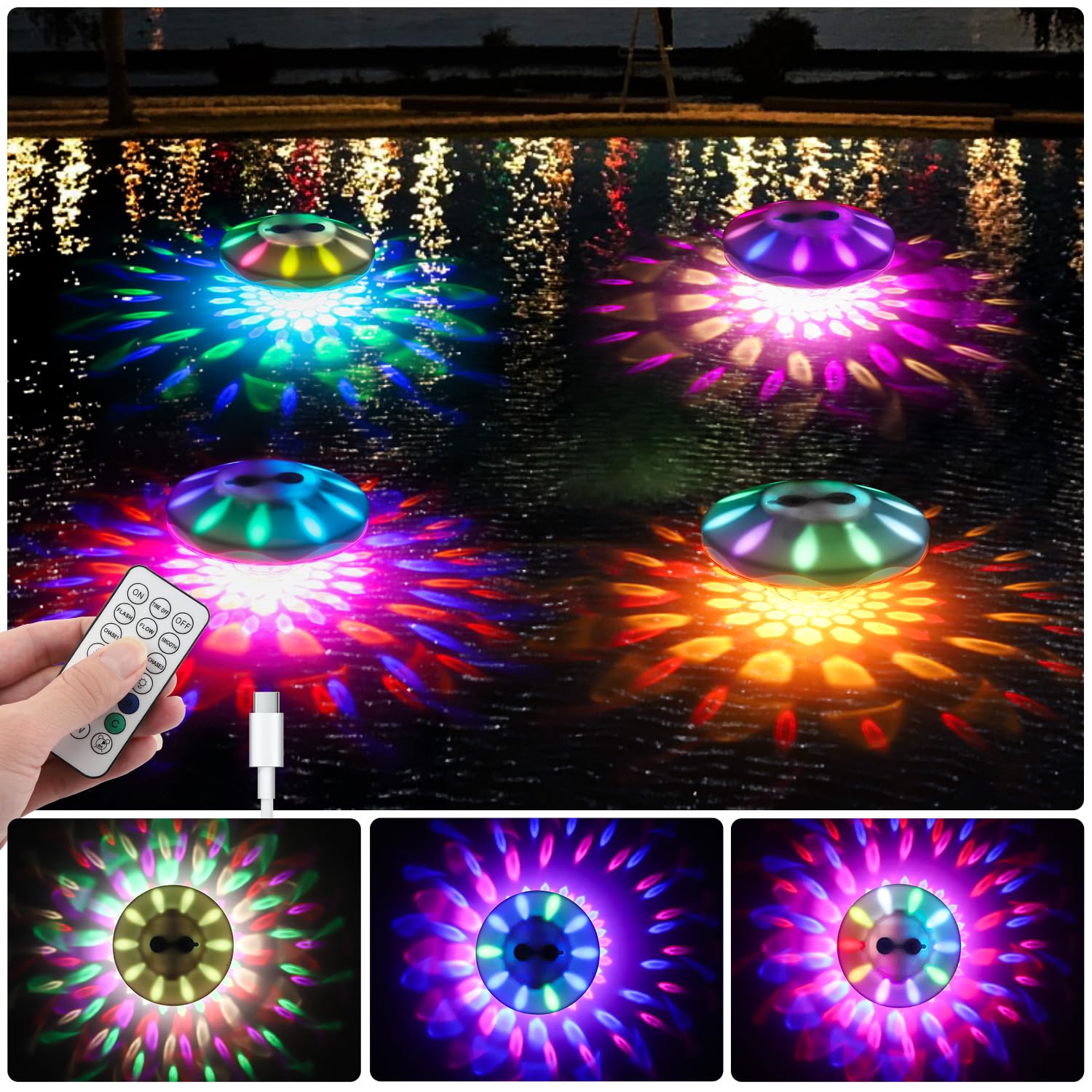 QOLNBY front packaging showing four floating lights and benefits