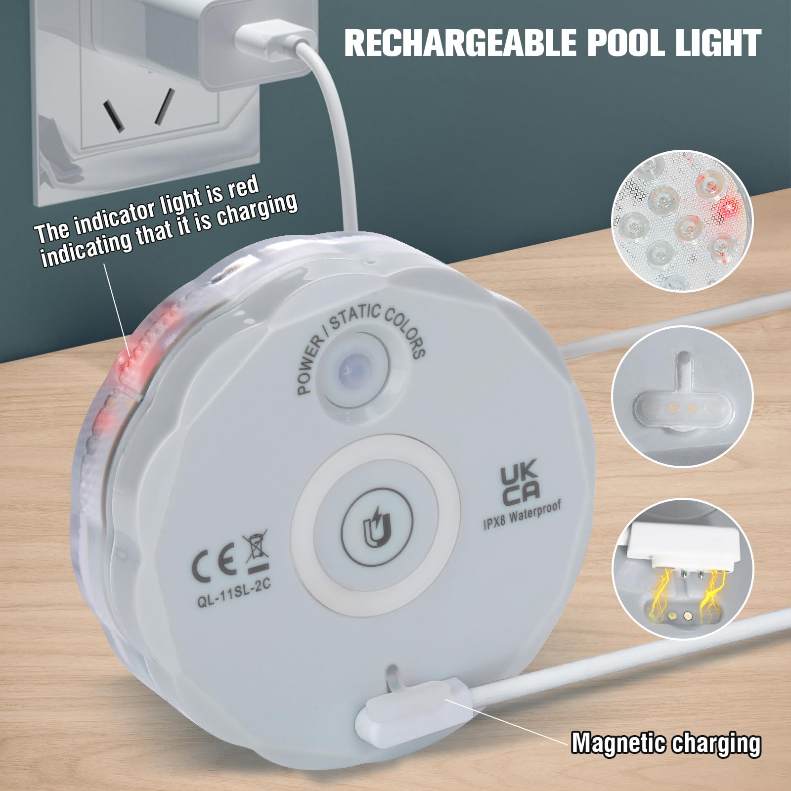 Qoolife bathtub mood lighting showing relaxing colored ambience