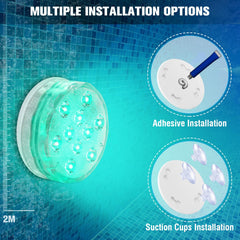 Qoolife underwater pool illumination displaying vibrant color and ambiance