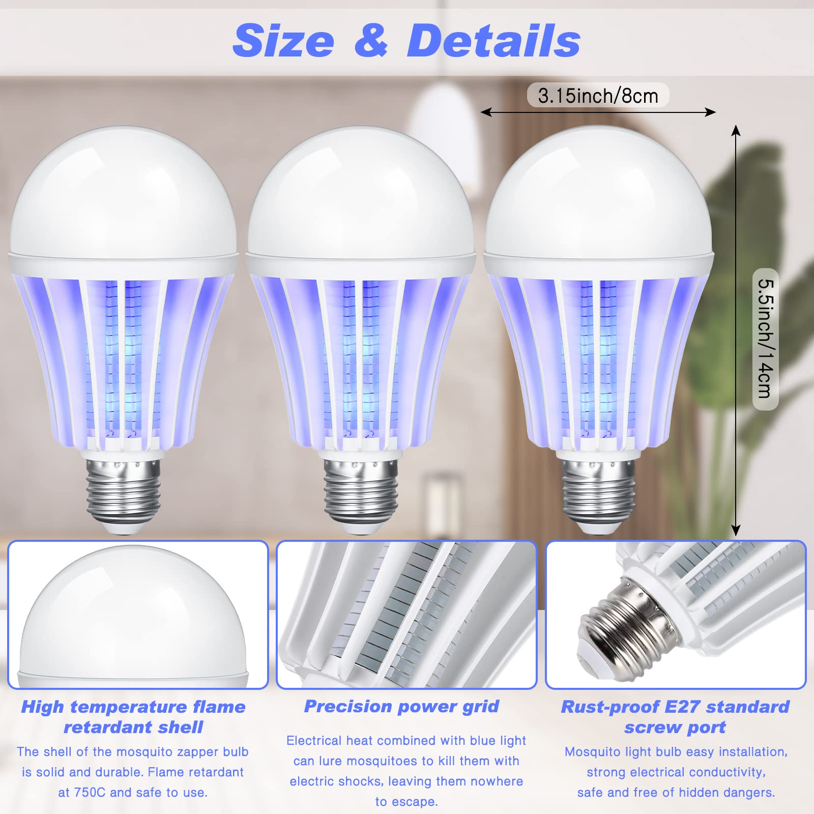 Qualirey bulb installed in ceiling fixture providing room light and pest control