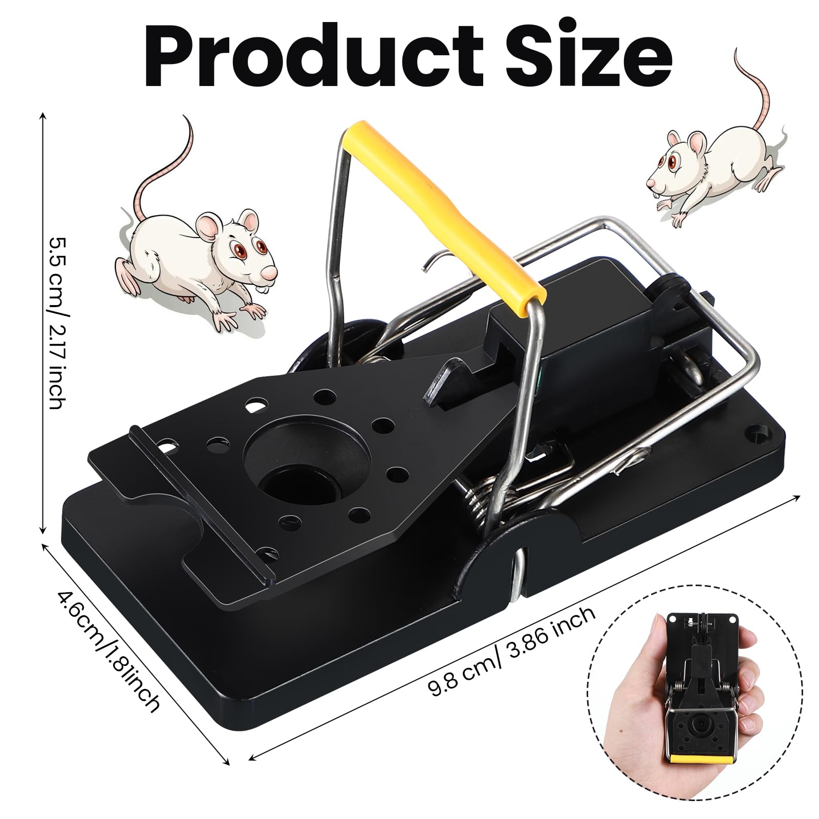 Qualirey trap next to a ruler showing compact size for space-saving benefit