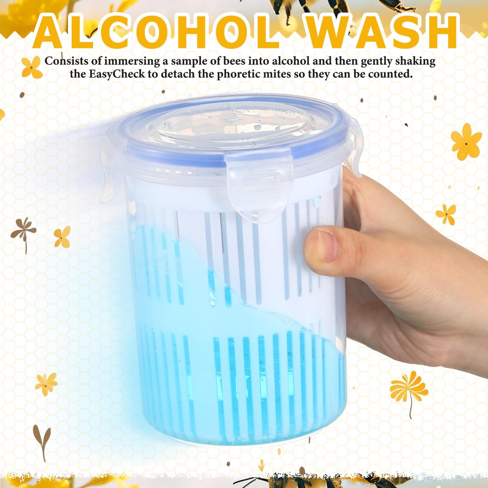 Qualirey transparent jar with visible mites to simplify counting process