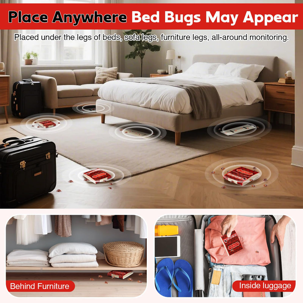 Qualirey trap placed under a bed leg demonstrating discreet detection and continuous monitoring benefit