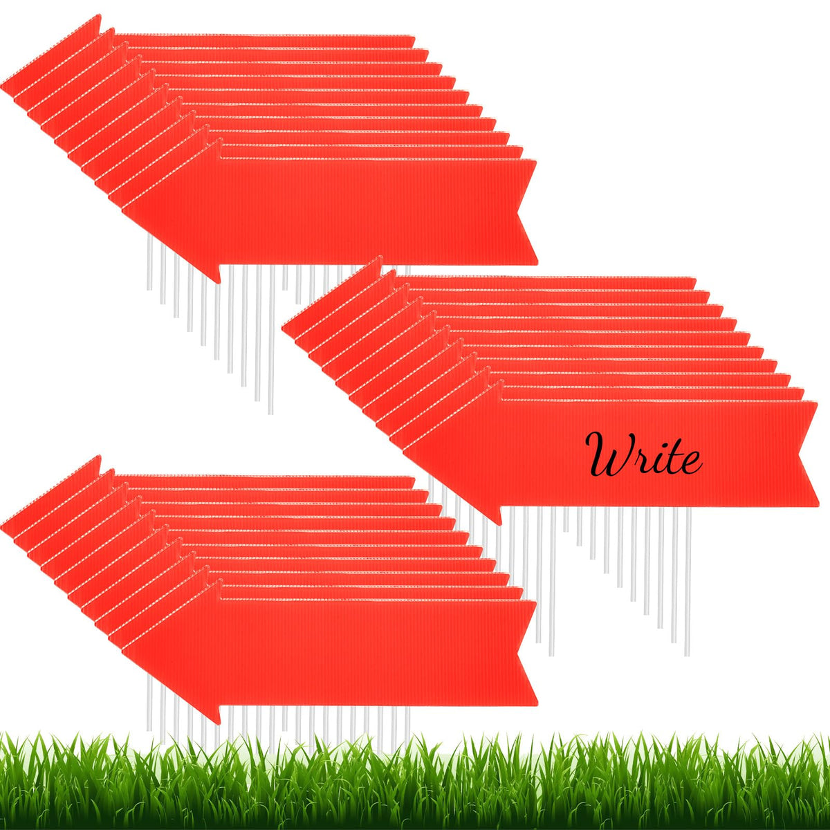 Queekay front view of red arrow signs showing clear branding and quantity benefit