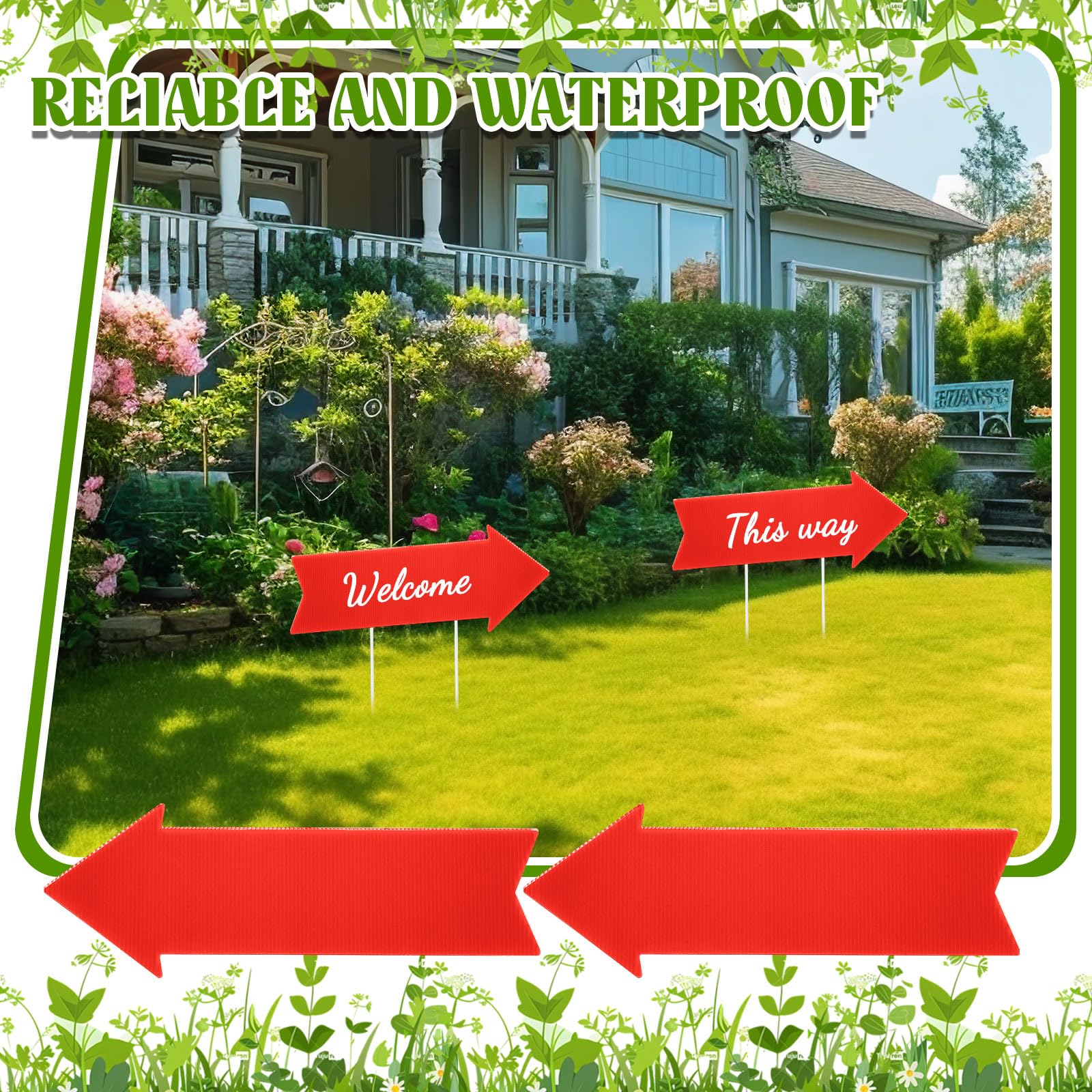 Queekay sign next to ruler showing 17x6 inch size for visibility