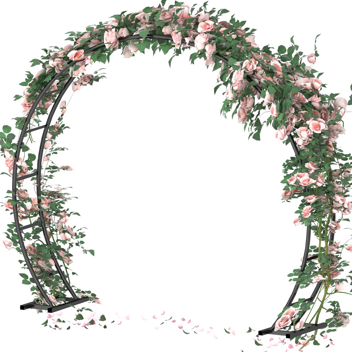Queension front view arch showing full black circle backdrop and ceremony impact