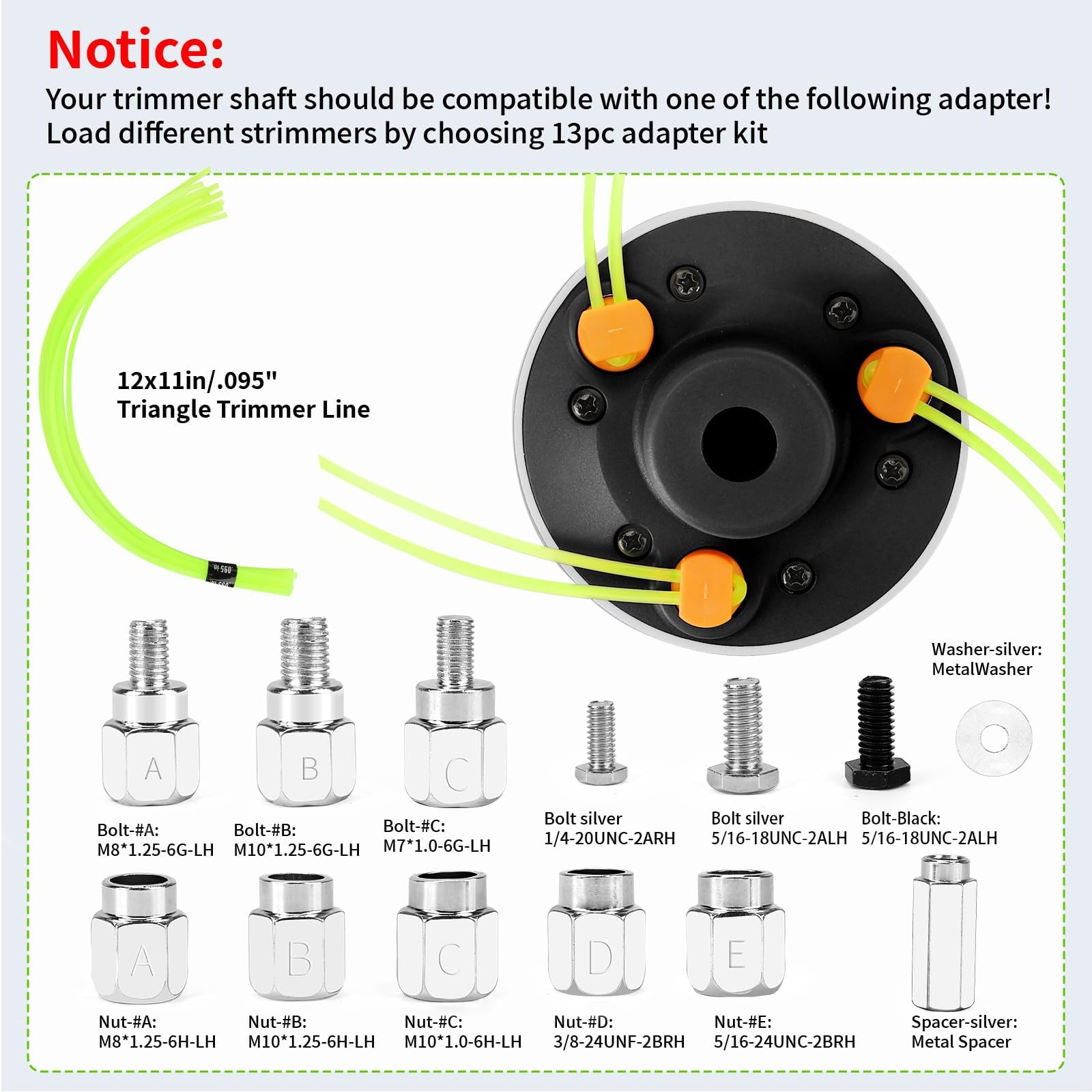 Quintillus adapter kit layout including nuts and bolts for fit flexibility