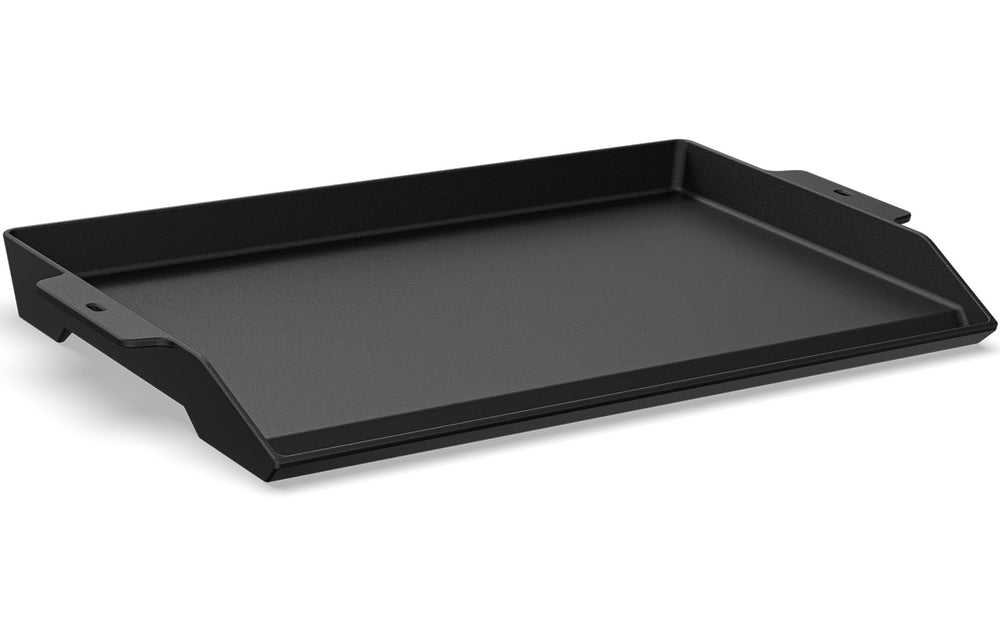 QuliMetal griddle front view showing cooking surface and size benefit