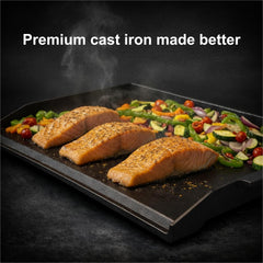 QuliMetal griddle on gas grill cooking pancakes for fast family meals