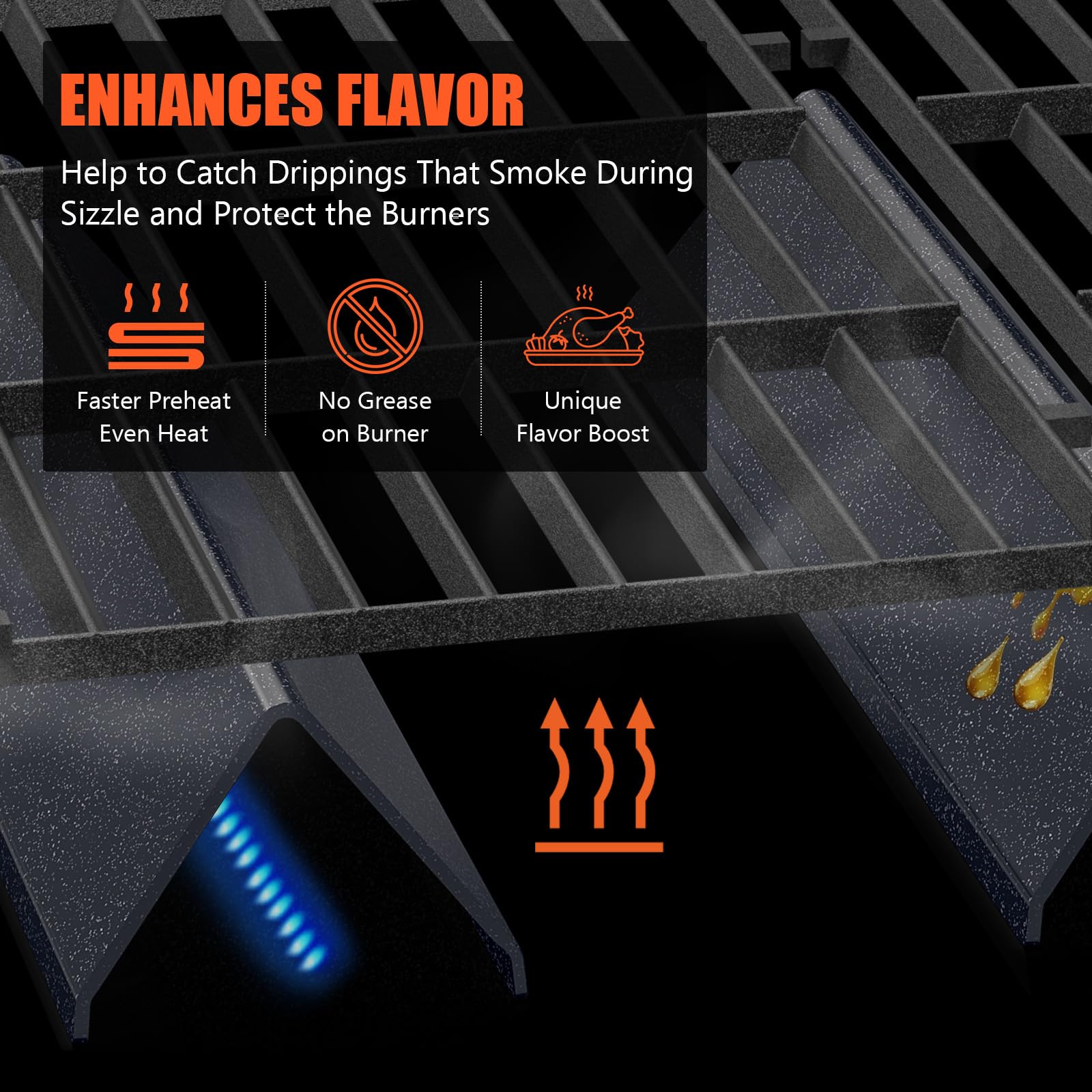 QuliMetal flavorizer bars installed in a Weber Spirit protecting burners and reducing flare-ups