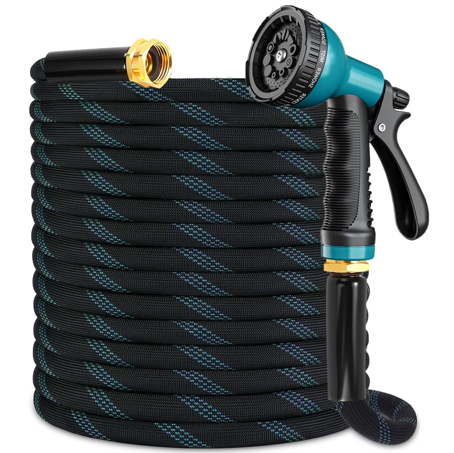 QZ.HAYC front packaging showing 150 ft hose set and included accessories