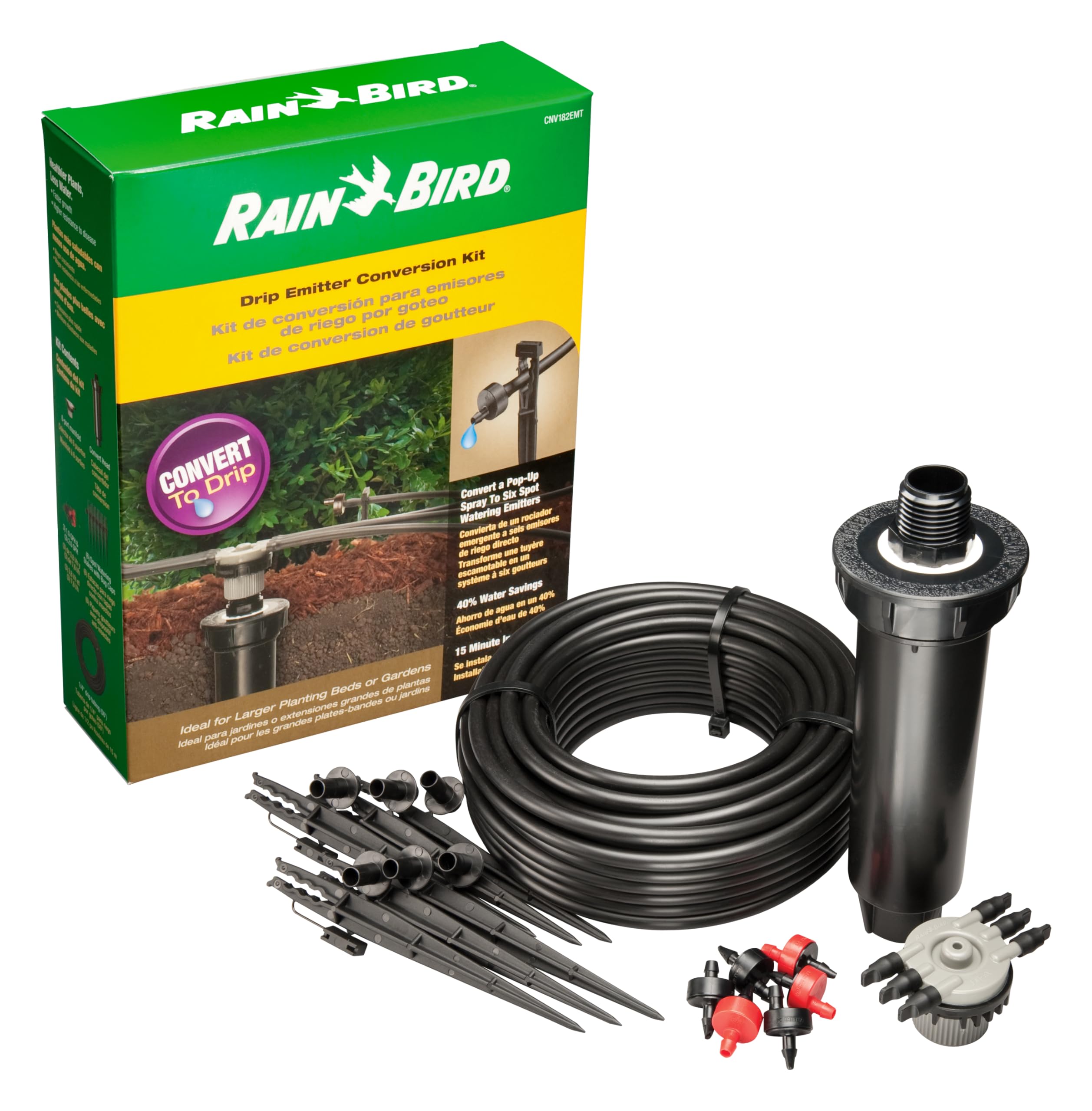Rain Bird CNV182EMS front assembly showing retrofit head and manifold for easy conversion