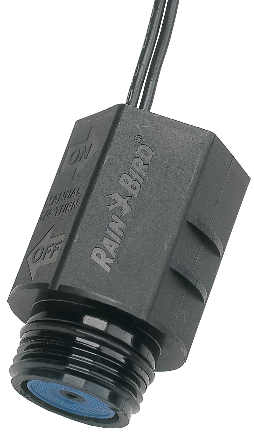 Rain Bird DASASVF100 held in hand to show size and 1" threaded female inlet for easy comparison