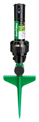 Rain Bird front view on spike showing stable placement and easy hookup