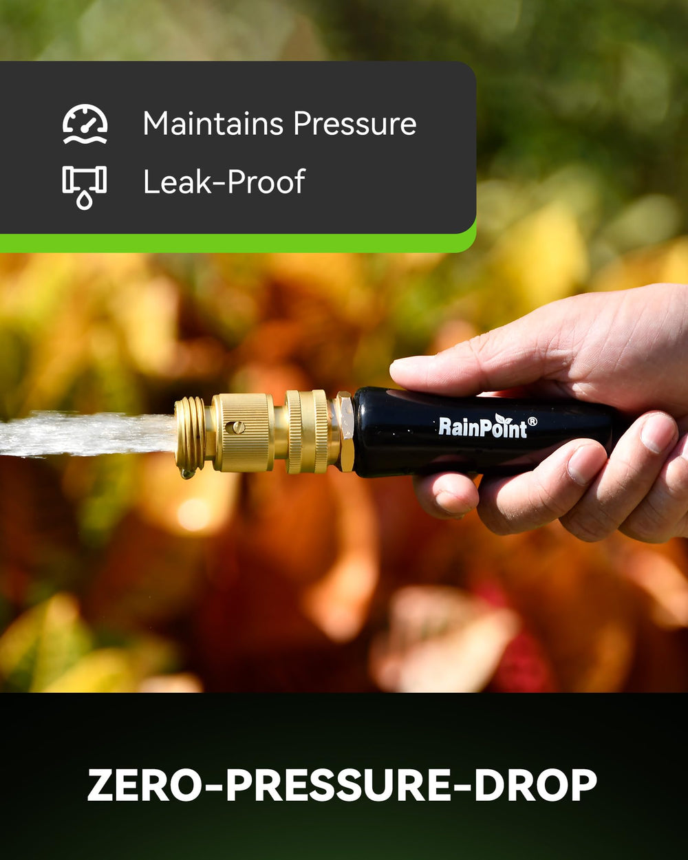 RAINPOINT close-up of 3/4" GHT threads demonstrating precise fit and leak prevention