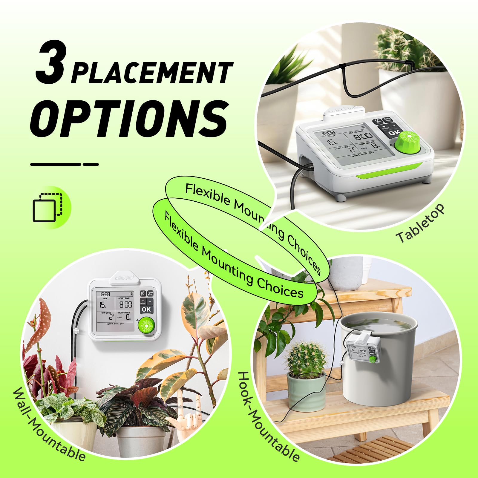 RAINPOINT herb garden setup in kitchen showing even watering and convenience
