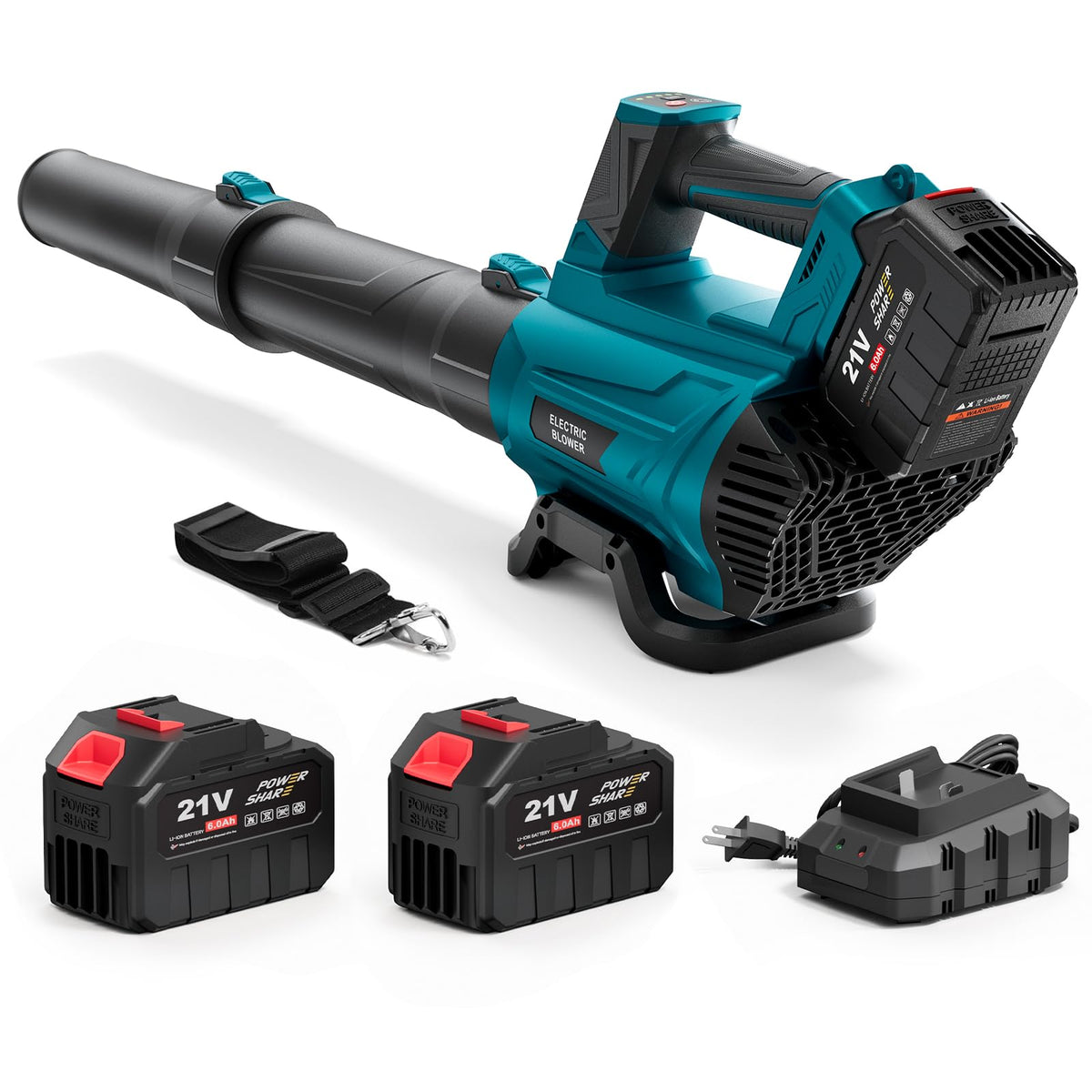 RAXONE blower front view showing compact design and powerful airflow
