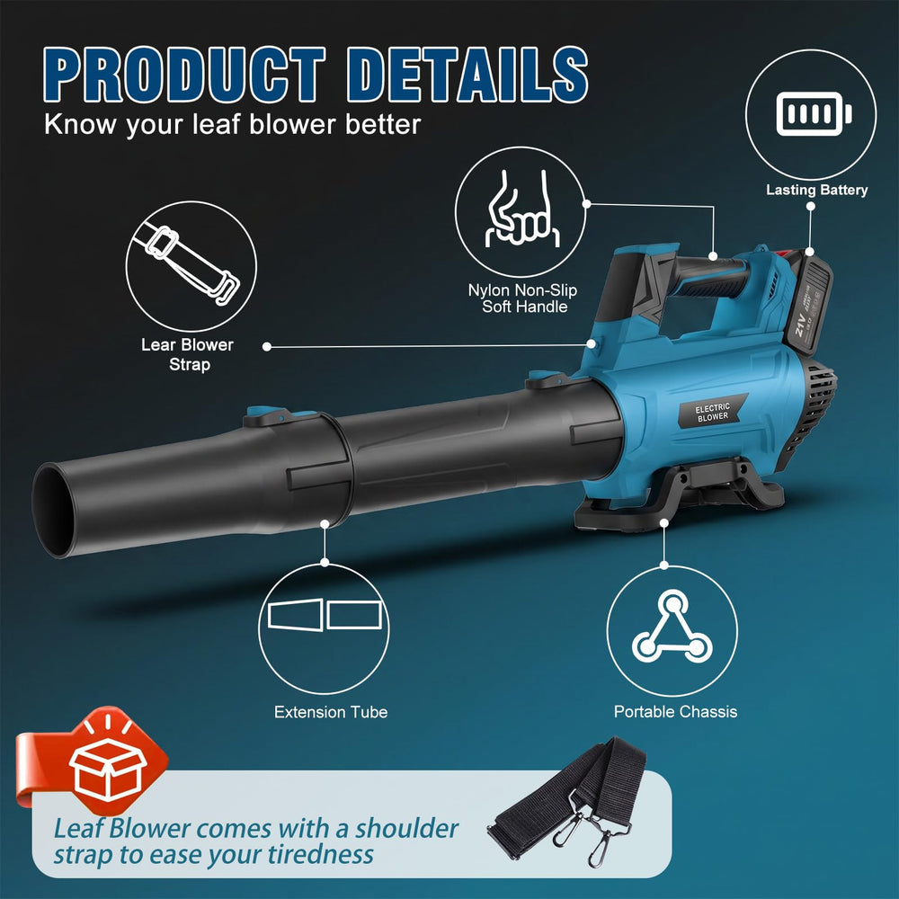 RAXONE blower with two 6.0Ah batteries highlighting long runtime benefit