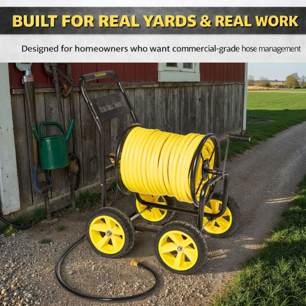 Real Hose Storage powder-coated steel finish detail, resists rusting